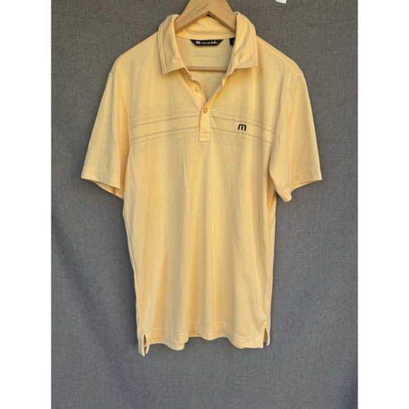 Travis Mathew Other - Travis Mathew Medium Golf Polo Yellow Stripes Pima Cotton Shirt Short Sleeve